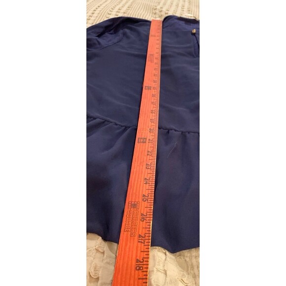 Michael Kors Blouse Plus Sz XL Top Navy Ruffle Hem Bell Long Sleeves Dressy Chic - Picture 10 of 10